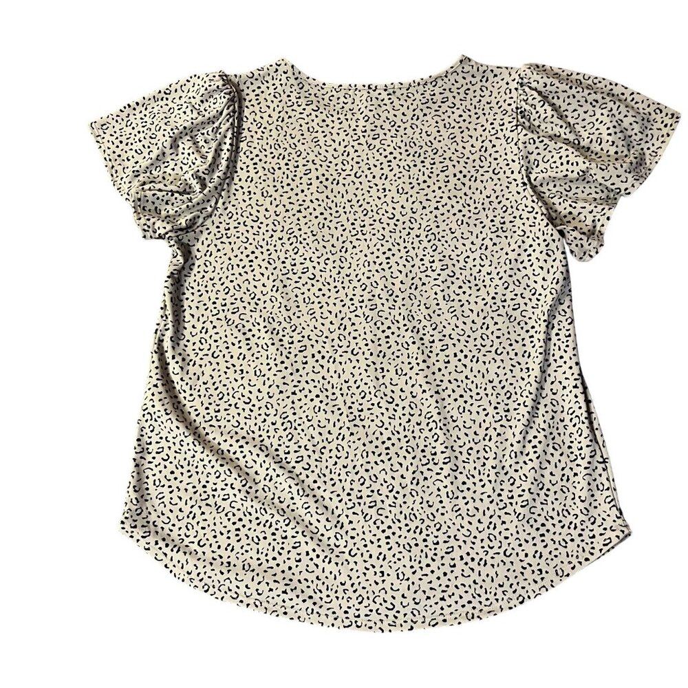Banana Republic Womens S Tan Black Flutter Sleeve Blouse Used - Picture 4 of 9